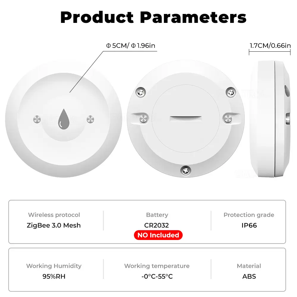 Tuya ZigBee Smart Home Water Leak Detector – Wireless Water Sensor with App Control & Security Alarm System - Image 6