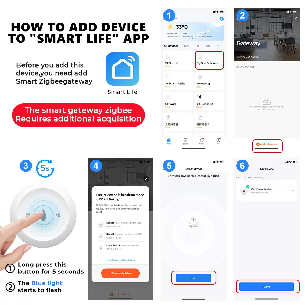 Tuya ZigBee Smart Home Water Leak Detector – Wireless Water Sensor with App Control & Security Alarm System - Image 7
