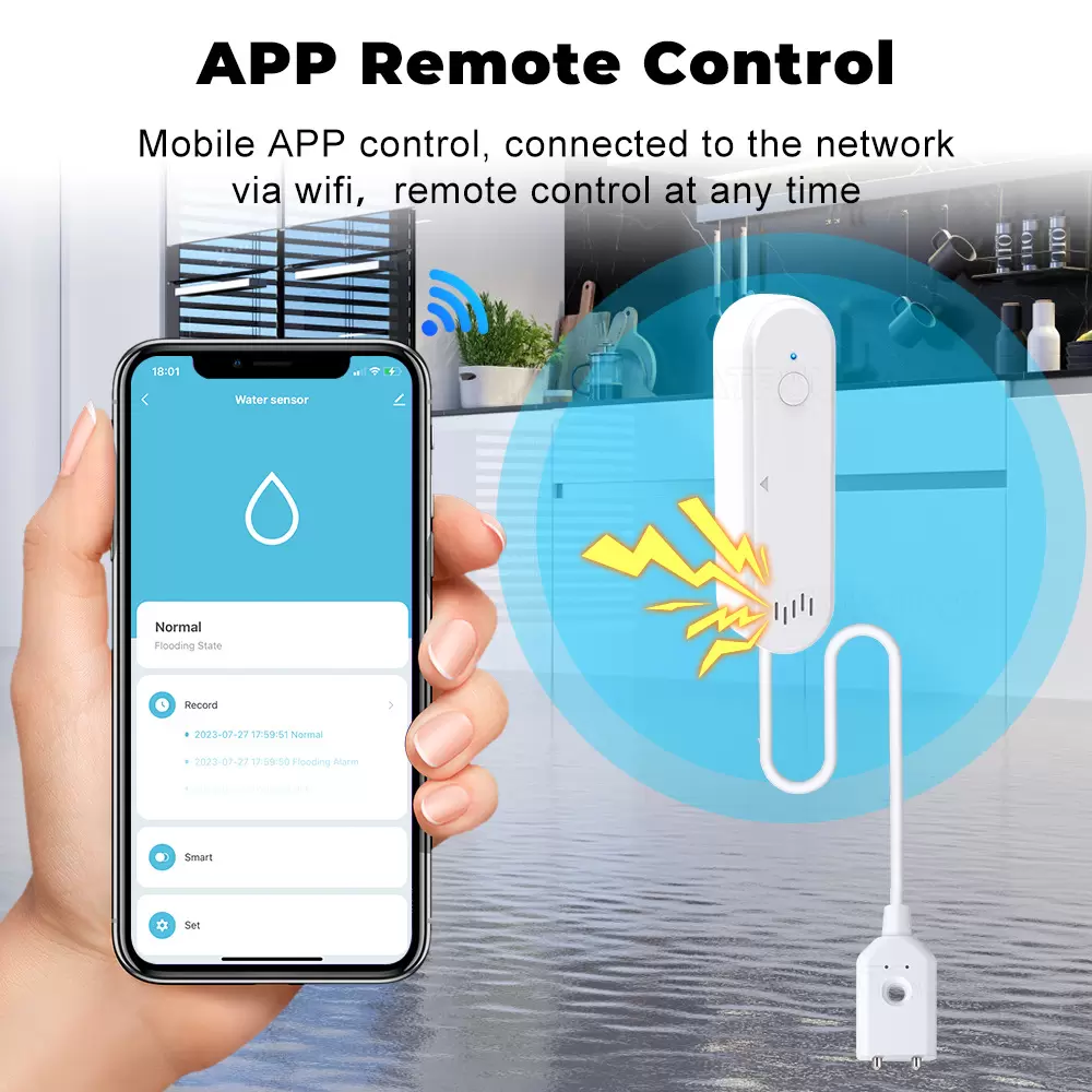 Tuya Smart WiFi Water Leak Sensor – Remote APP Alert & Timer for Home Detection - Image 2