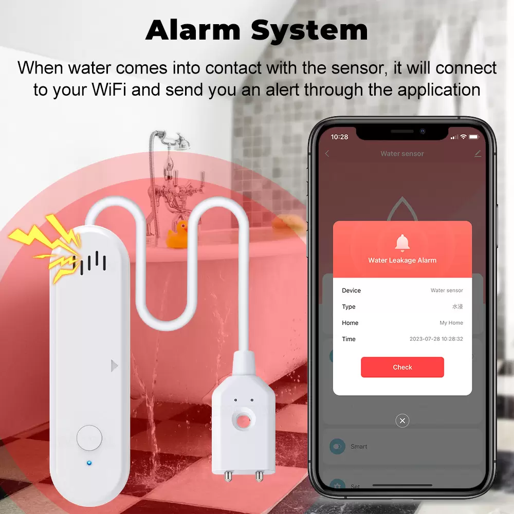 Tuya Smart WiFi Water Leak Sensor – Remote APP Alert & Timer for Home Detection - Image 3