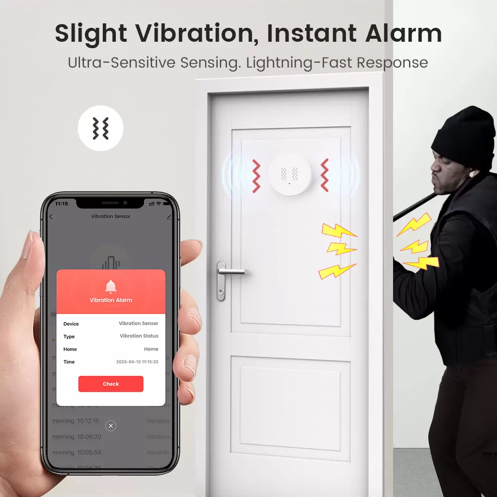 Zigbee Vibration & Tilt Sensor – Tuya Smart, Remote App Control, Easy Installation - Image 3